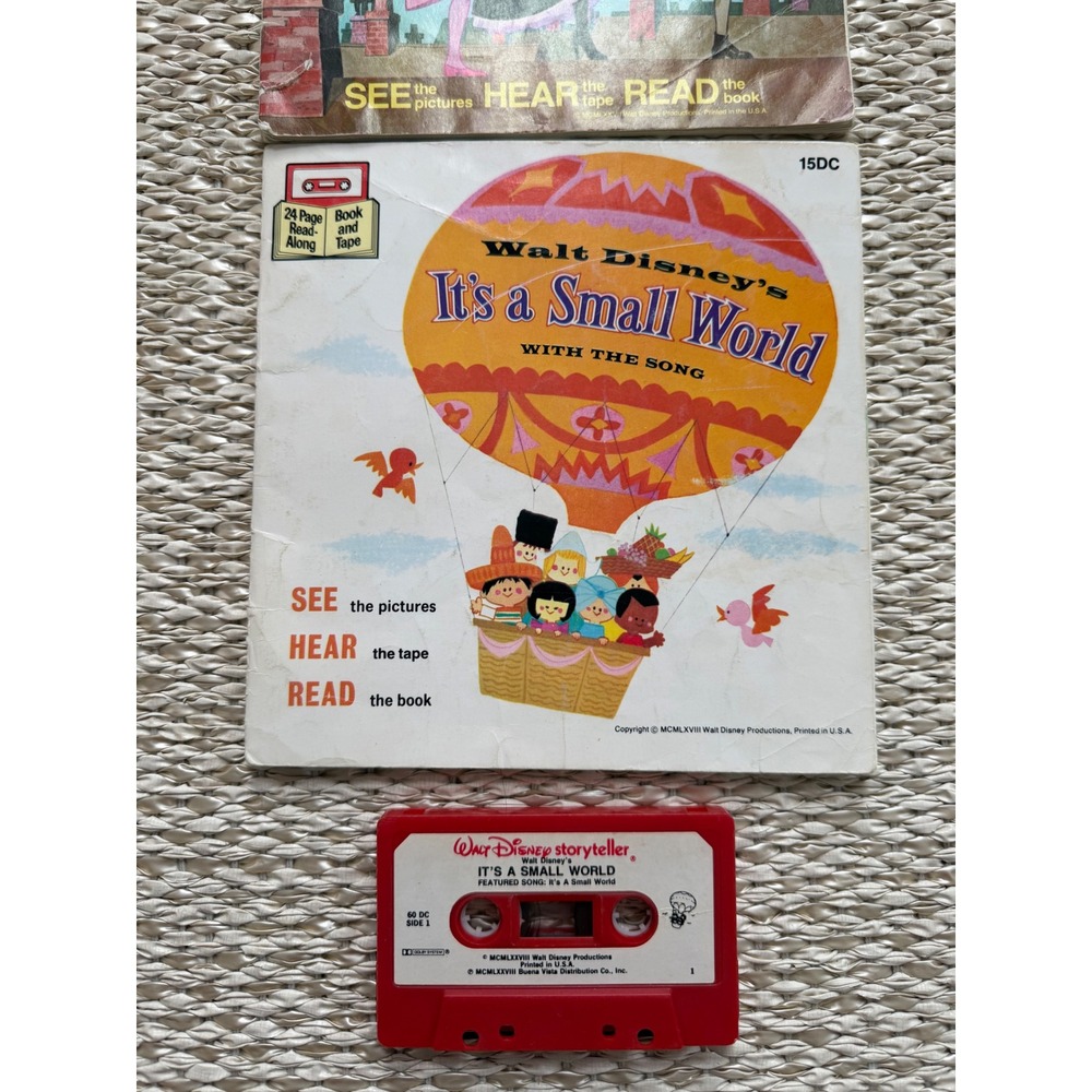 Vintage Walt Disney Mary Poppins & It's a Small World Read Along Book Cassette - Picture 3 of 5
